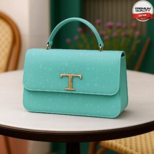 Luxury Quilted Top Handle Handbag with Signature T Logo Clasp