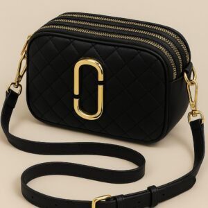 Trendy Quilted Women Crossbody Bag with Double Zipper