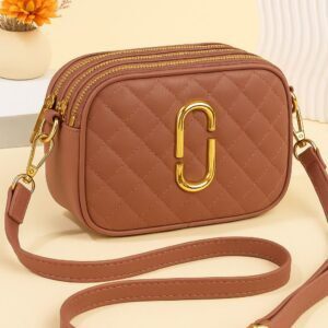Trendy Quilted Women Crossbody Bag with Double Zipper