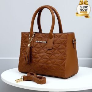 Luxury Quilted Tote Handbag with Tassel Charm and Detachable Strap