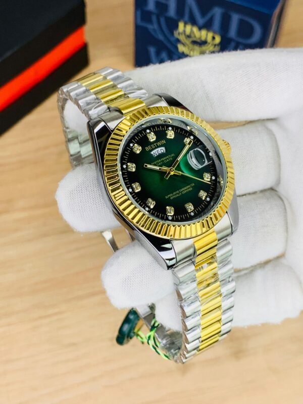 Bestwin Luxury Automatic Wrist Watch with Stainless Steel Strap and Date Display