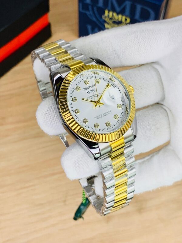 Bestwin Luxury Automatic Wrist Watch with Stainless Steel Strap and Date Display