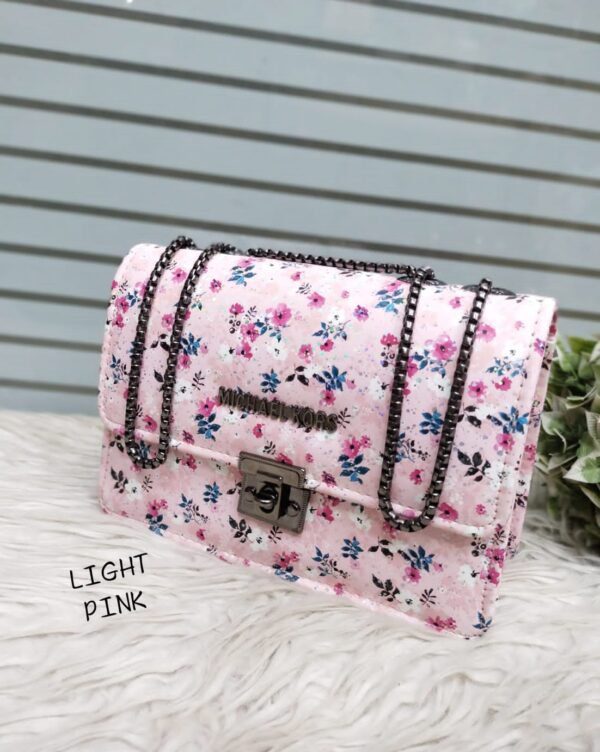Trendy Floral Shoulder Bag for Women with Chain Strap and Secure Lock Closure