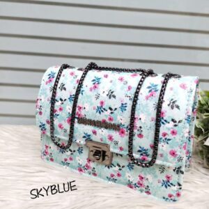 Trendy Floral Shoulder Bag for Women with Chain Strap and Secure Lock Closure