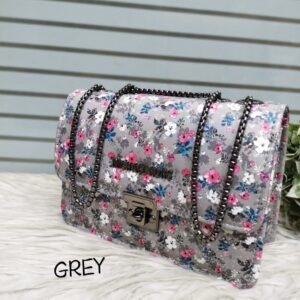 Trendy Floral Shoulder Bag for Women with Chain Strap and Secure Lock Closure