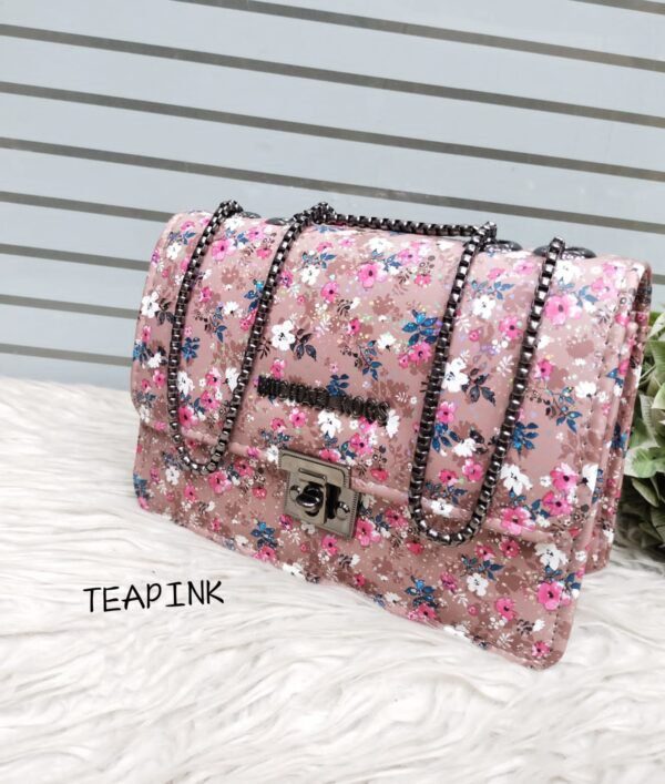 Trendy Floral Shoulder Bag for Women with Chain Strap and Secure Lock Closure