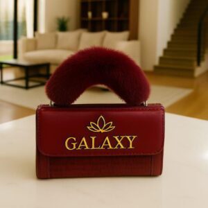 Galaxy Elegant Handbag with Plush Fur Handle