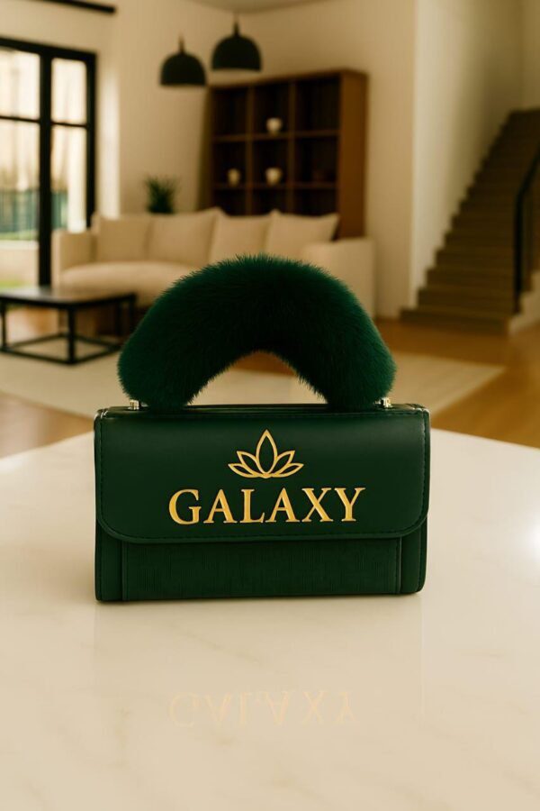 Galaxy Elegant Handbag with Plush Fur Handle