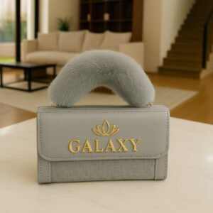 Galaxy Elegant Handbag with Plush Fur Handle