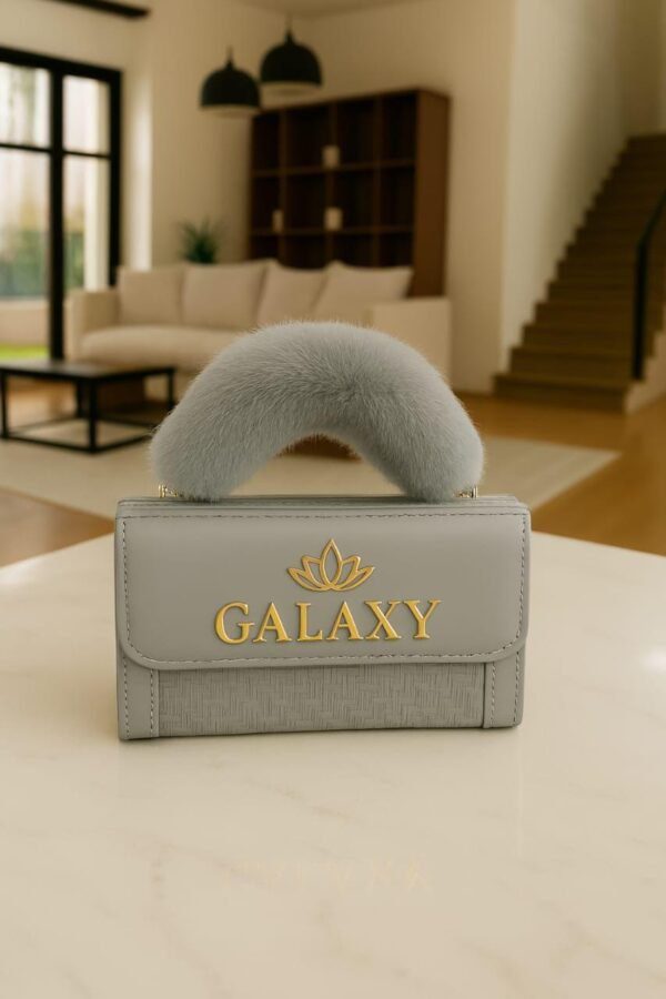 Galaxy Elegant Handbag with Plush Fur Handle