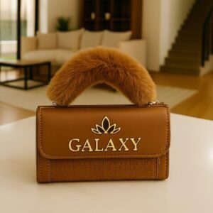 Galaxy Elegant Handbag with Plush Fur Handle