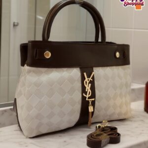 Checkered Handbag with YSL Charm & Shoulder Strap