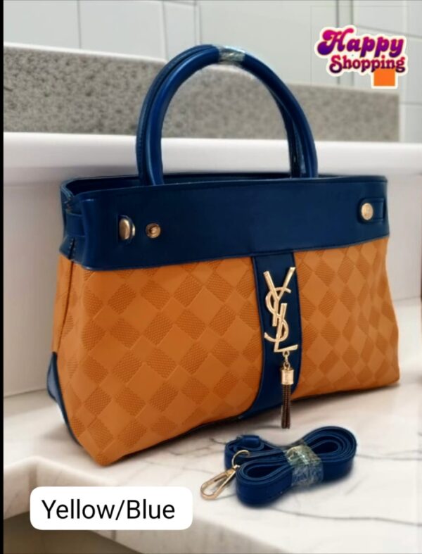 Checkered Handbag with YSL Charm & Shoulder Strap