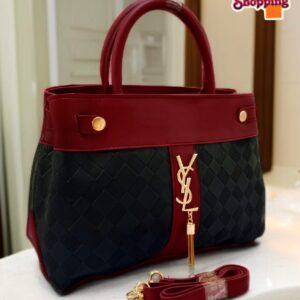 Checkered Handbag with YSL Charm & Shoulder Strap