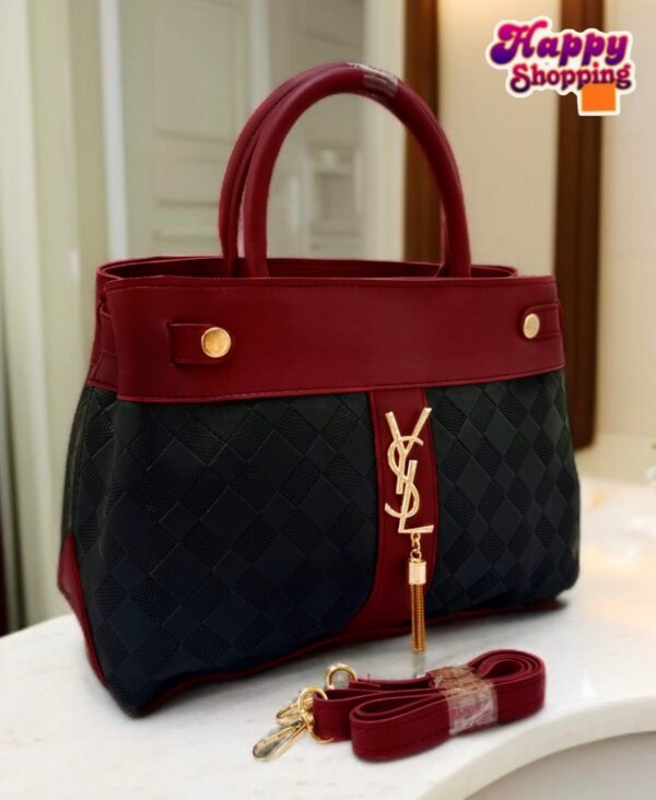 Checkered Handbag with YSL Charm & Shoulder Strap