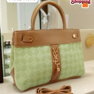Checkered Handbag with YSL Charm & Shoulder Strap