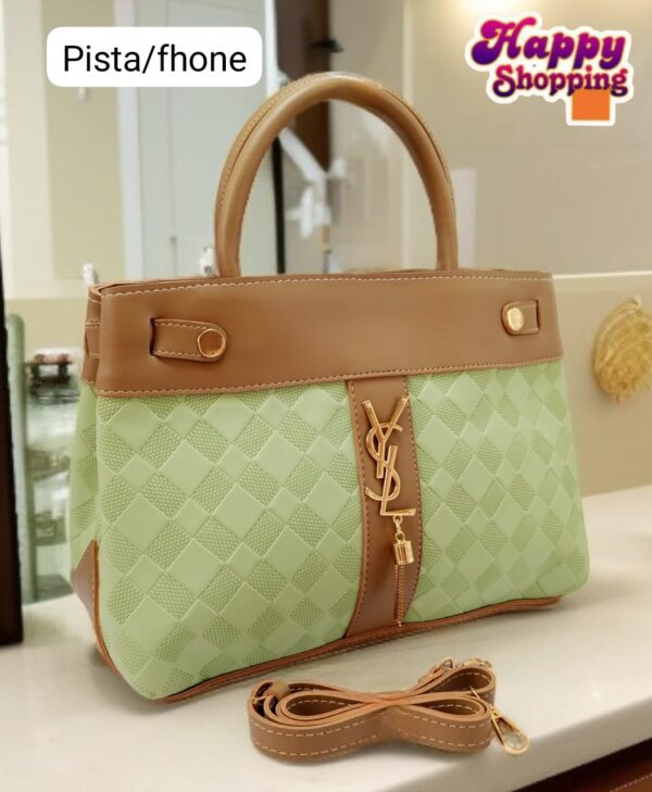 Checkered Handbag with YSL Charm & Shoulder Strap
