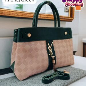 Checkered Handbag with YSL Charm & Shoulder Strap