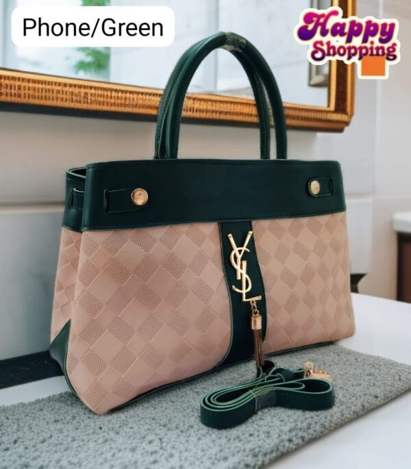 Checkered Handbag with YSL Charm & Shoulder Strap