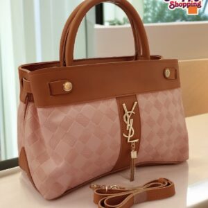 Checkered Handbag with YSL Charm & Shoulder Strap