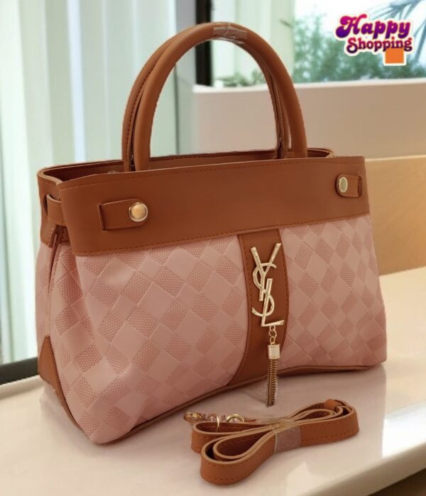 Checkered Handbag with YSL Charm & Shoulder Strap