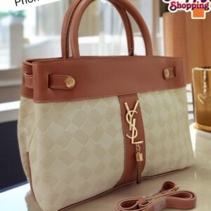 Checkered Handbag with YSL Charm & Shoulder Strap
