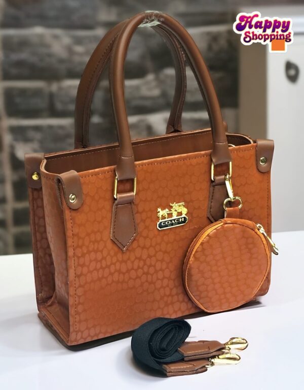 Elegant Printed Handbag with Coin Pouch and Detachable Strap