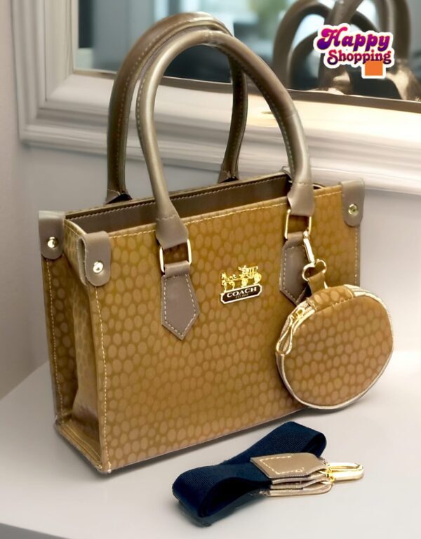 Elegant Printed Handbag with Coin Pouch and Detachable Strap