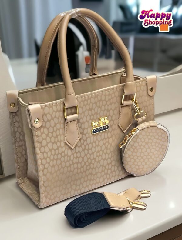 Elegant Printed Handbag with Coin Pouch and Detachable Strap