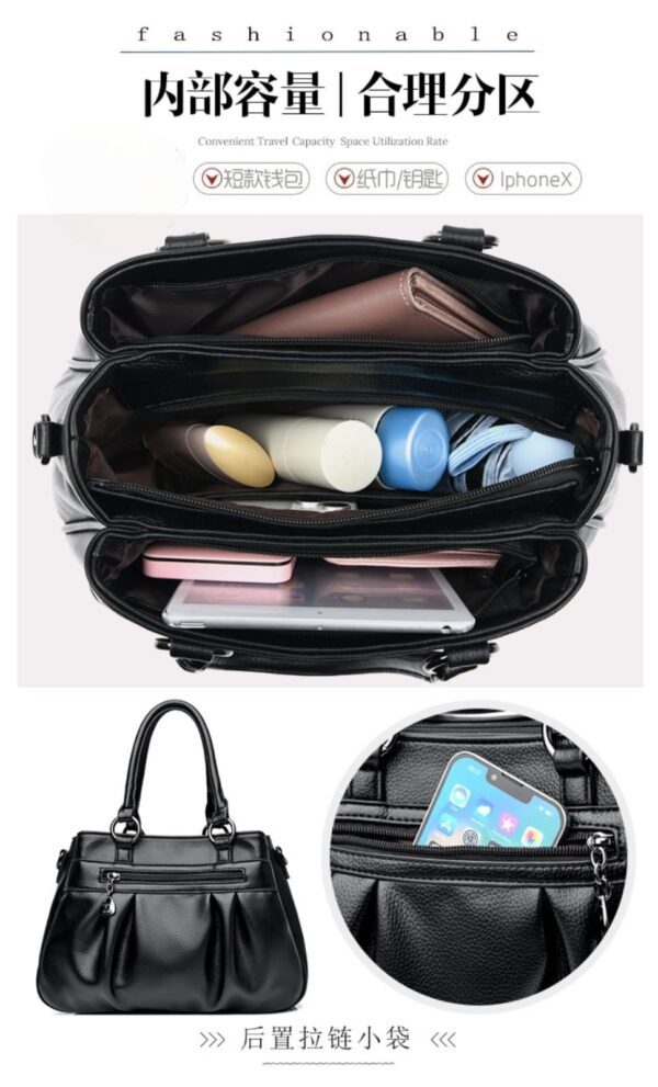 Elegant Handheld Shoulder Bag with Front Zip & Dual Handles