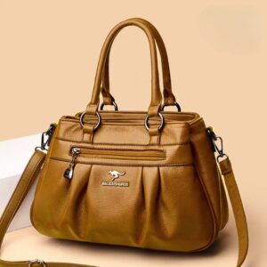 Elegant Handheld Shoulder Bag with Front Zip & Dual Handles