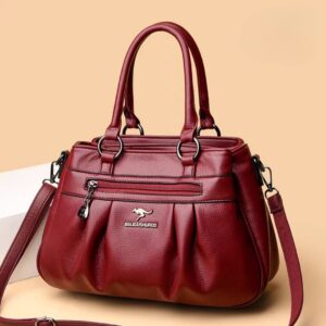Elegant Handheld Shoulder Bag with Front Zip & Dual Handles