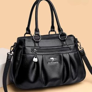 Elegant Handheld Shoulder Bag with Front Zip & Dual Handles