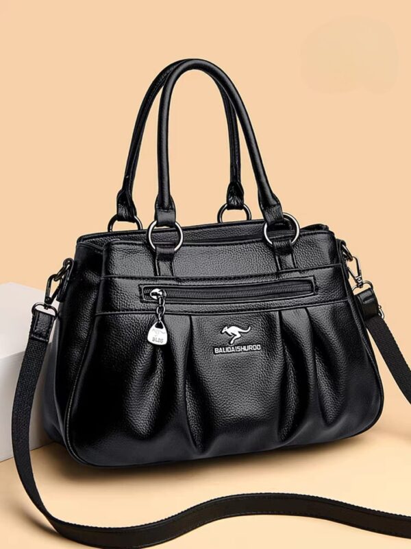 Elegant Handheld Shoulder Bag with Front Zip & Dual Handles