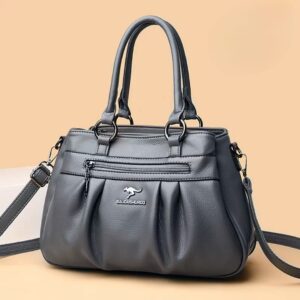 Elegant Handheld Shoulder Bag with Front Zip & Dual Handles