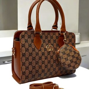 Luxury Branded Handbag With Round Pouch And Adjustable Strap