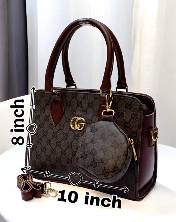 Luxury Branded Handbag With Round Pouch And Adjustable Strap