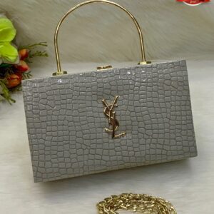 Luxury Crocodile-Texture Handbag with Gold Handle and Chain Strap
