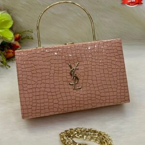 Luxury Crocodile-Texture Handbag with Gold Handle and Chain Strap