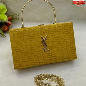 Luxury Crocodile-Texture Handbag with Gold Handle and Chain Strap