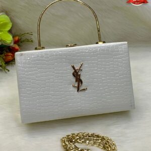 Luxury Crocodile-Texture Handbag with Gold Handle and Chain Strap