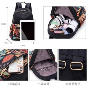 Modern Leaf-Patterned Backpack with Dual Zippers and Front Pocket