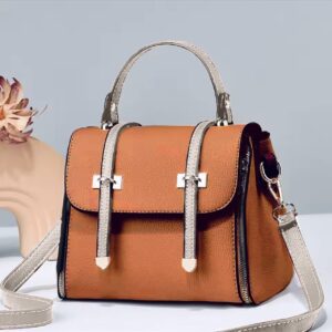 Structured Dual-strap Leather Handbag With Detachable Shoulder Strap