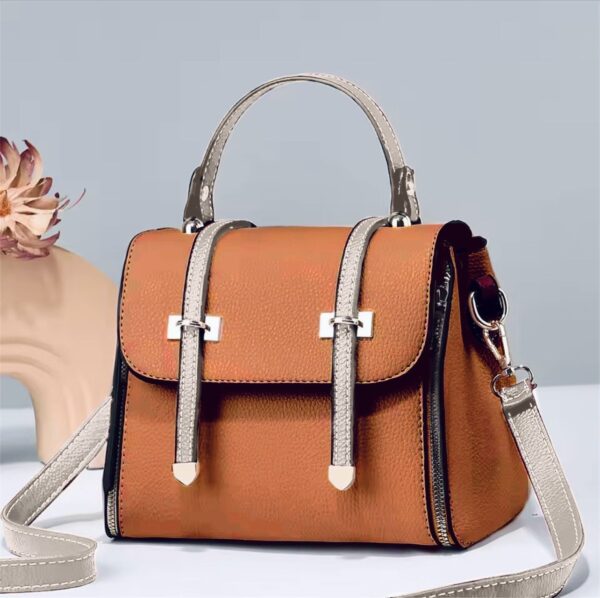 Structured Dual-strap Leather Handbag With Detachable Shoulder Strap