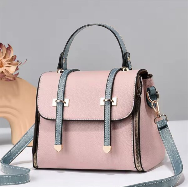 Structured Dual-strap Leather Handbag With Detachable Shoulder Strap
