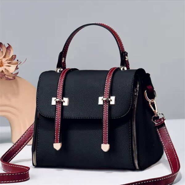 Structured Dual-strap Leather Handbag With Detachable Shoulder Strap