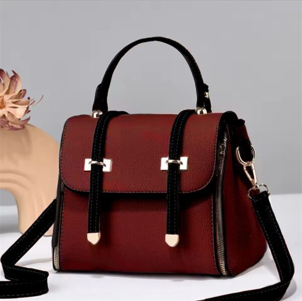Structured Dual-strap Leather Handbag With Detachable Shoulder Strap