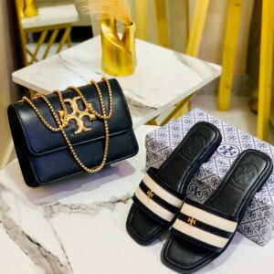 Luxury Chain Shoulder Bag & Matching Slide Sandals Set