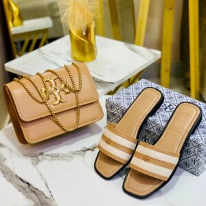 Luxury Chain Shoulder Bag & Matching Slide Sandals Set