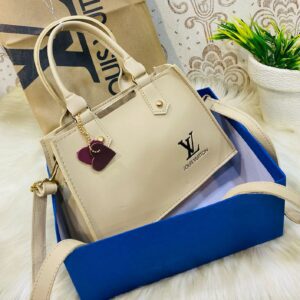 Lv-inspired Mini Square Tote With Detachable Shoulder Strap And Decorative Charms